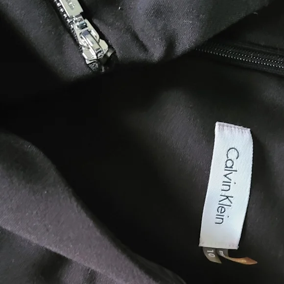 Calvin Klein Zipper Mini Sheath Dress 10 Women Black Silver Lined NEW - Picture 2 of 6